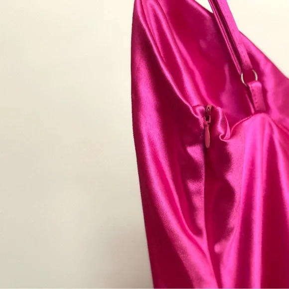 **Never Worn**Spaghetti Strap BARBIECORE Satin Midi Cocktail Dress-Rose | Small - Picture 10 of 11